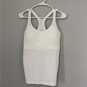 Lululemon Athletica Eb to Street White Ribbed Fitted Tank Top